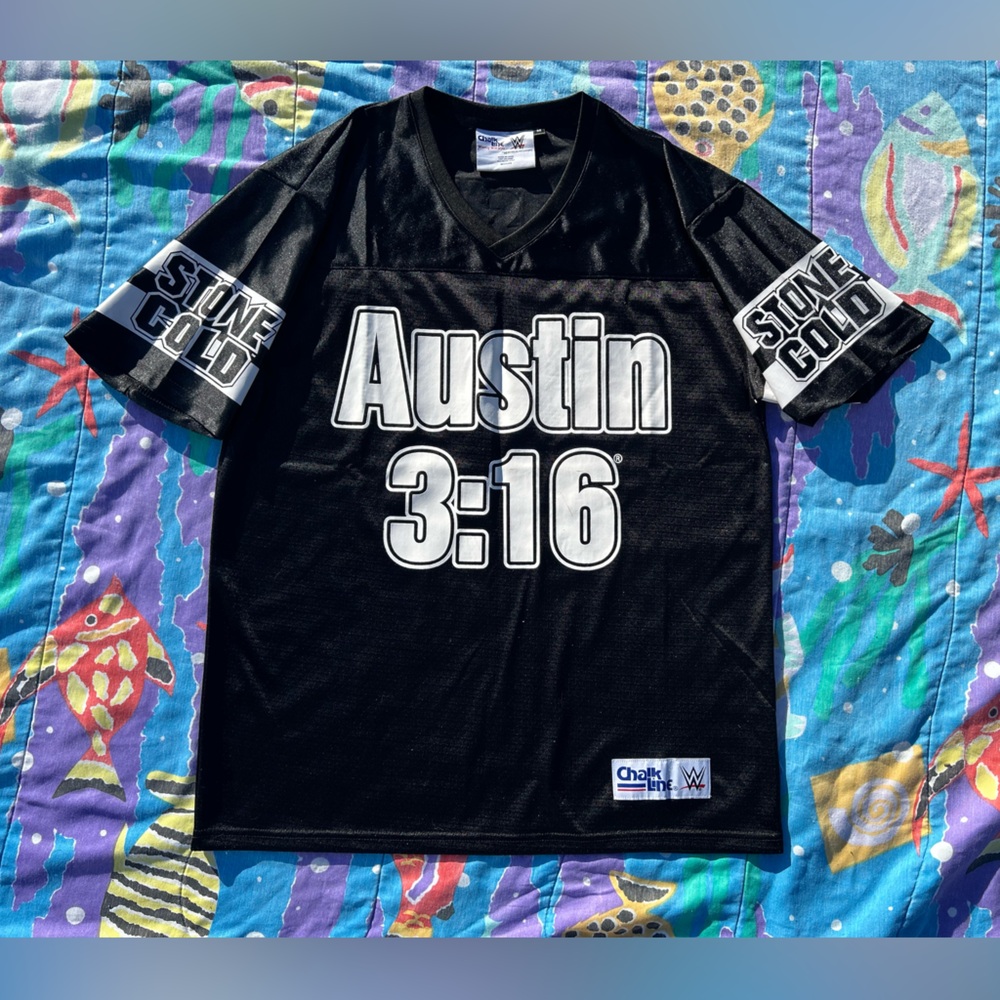 Men’s medium black Chalk line stone cold Steve Austin “Austin 3:16” jersey
